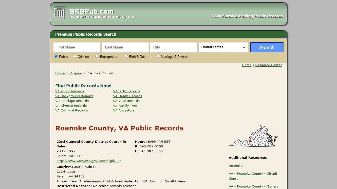 Roanoke County Public Records | Search Virginia Government Databases