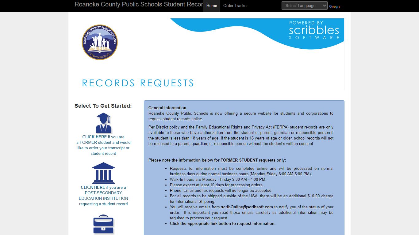 Roanoke County Public Schools Transcripts / Records Request